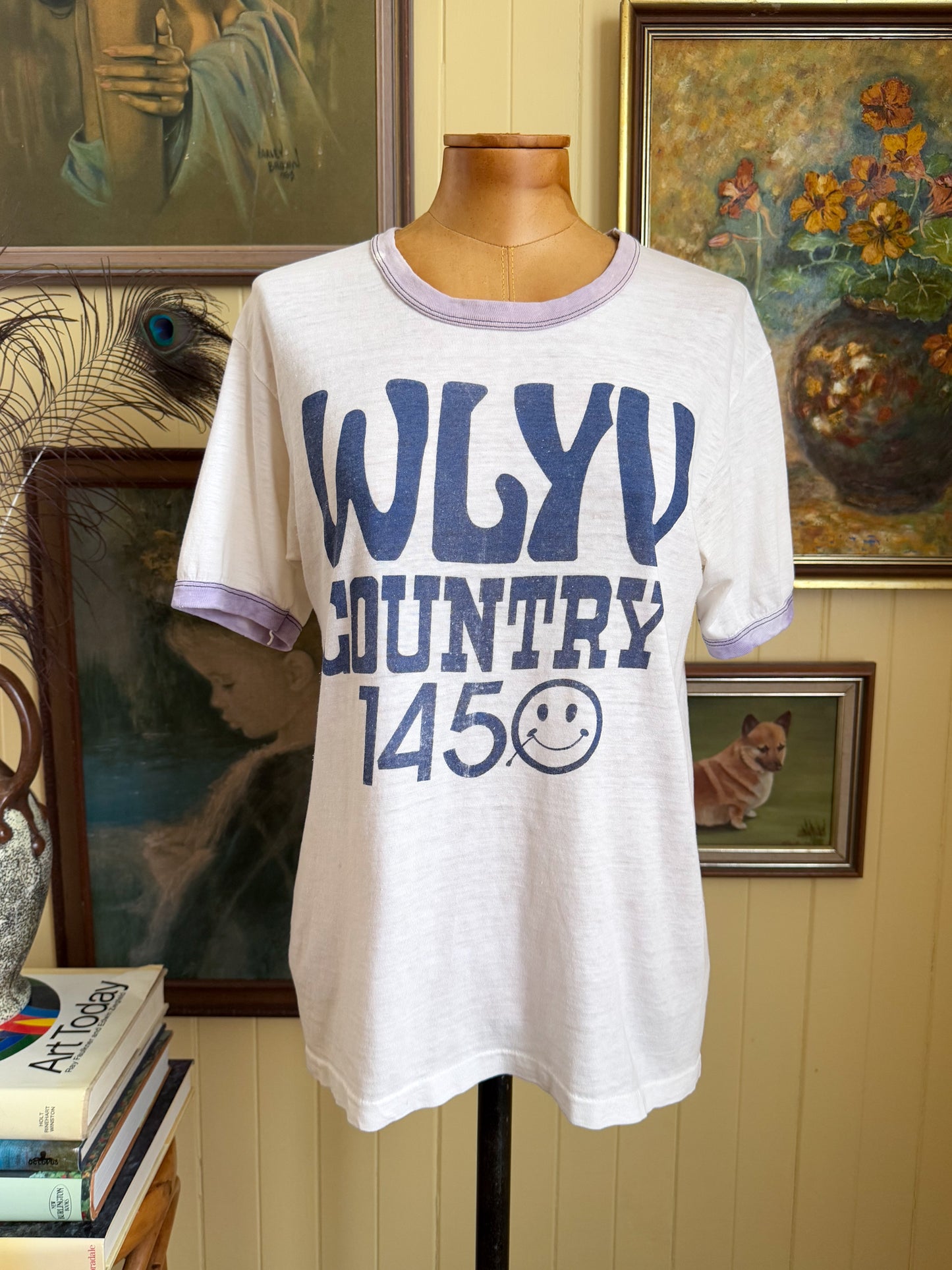 VINTAGE 1970S AMERICAN WLYV COUNTRY RADIO OHIO PRINT RINGER TSHIRT M