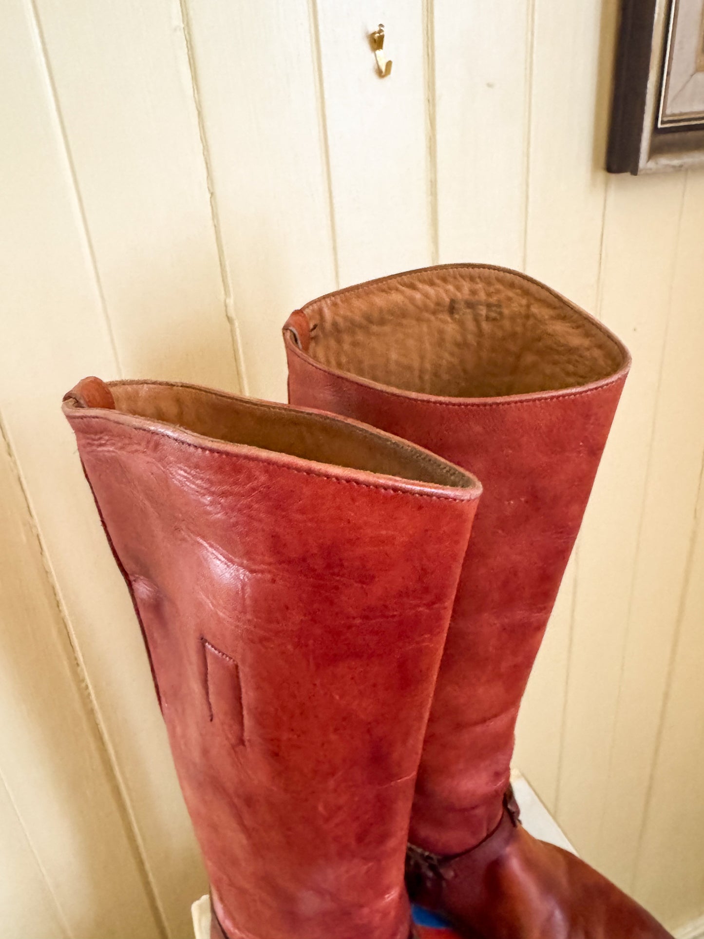 VINTAGE FRYE BLACK LABEL LEATHER TALL HARNESS RIDING BOOTS 6.5