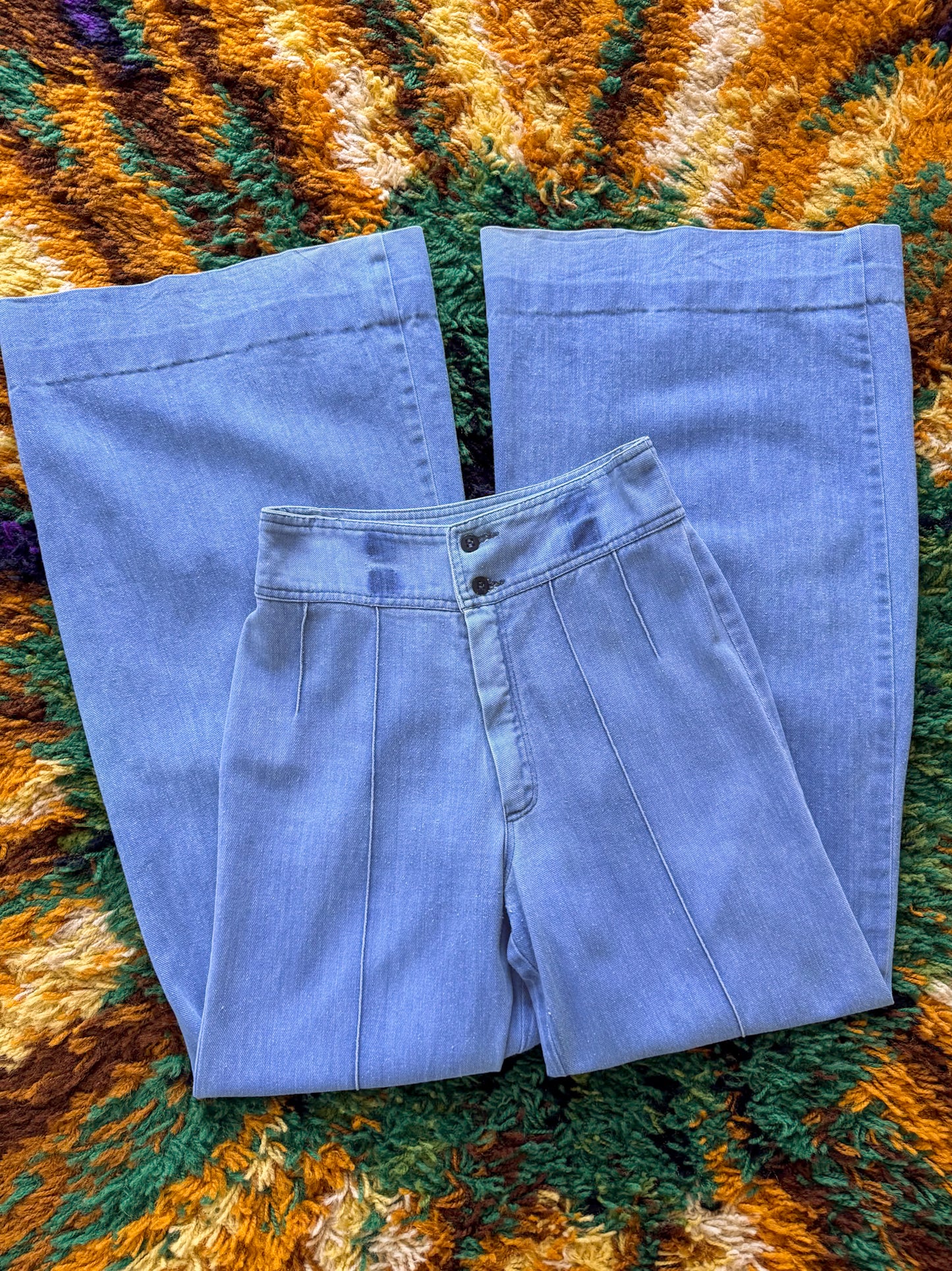 VINTAGE 1970S JUDAS HIGH WAIST BELLBOTTOM FLARE DENIM JEANS XS