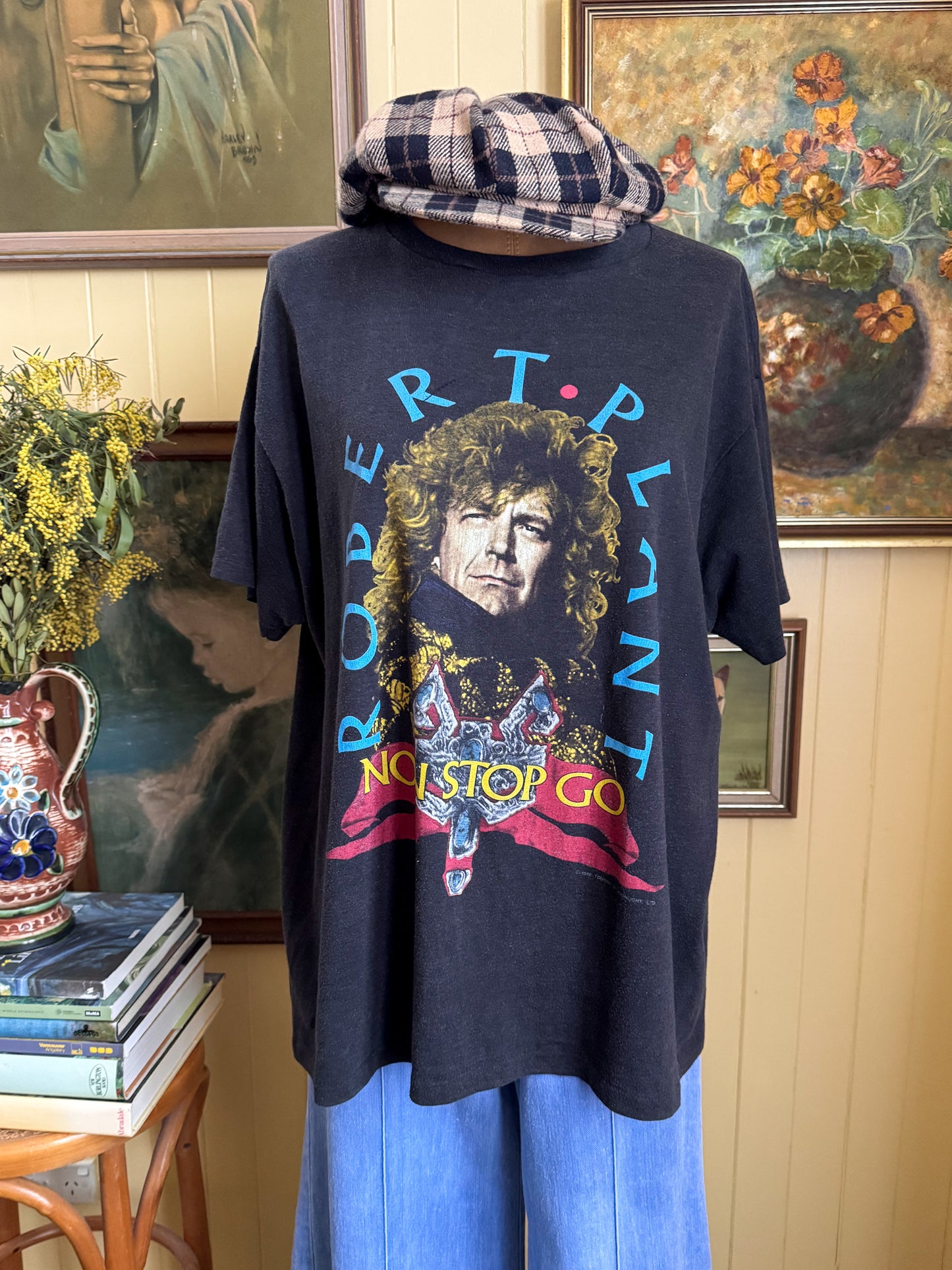 VINTAGE 1988 ROBERT PLANT NON-STOP GO WORLD TOUR PRINT BAND TSHIRT L/XL