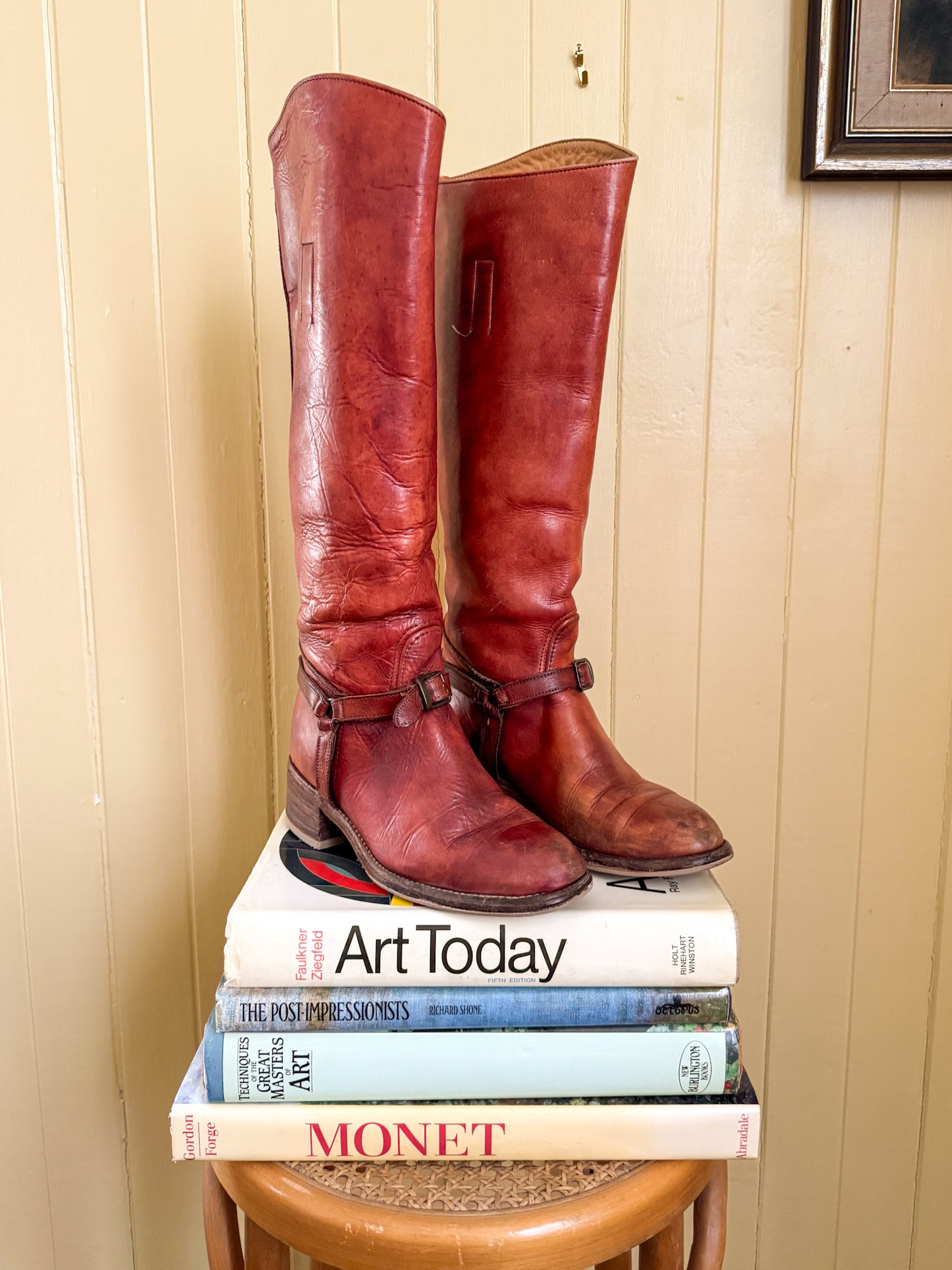 VINTAGE FRYE BLACK LABEL LEATHER TALL HARNESS RIDING BOOTS 6.5