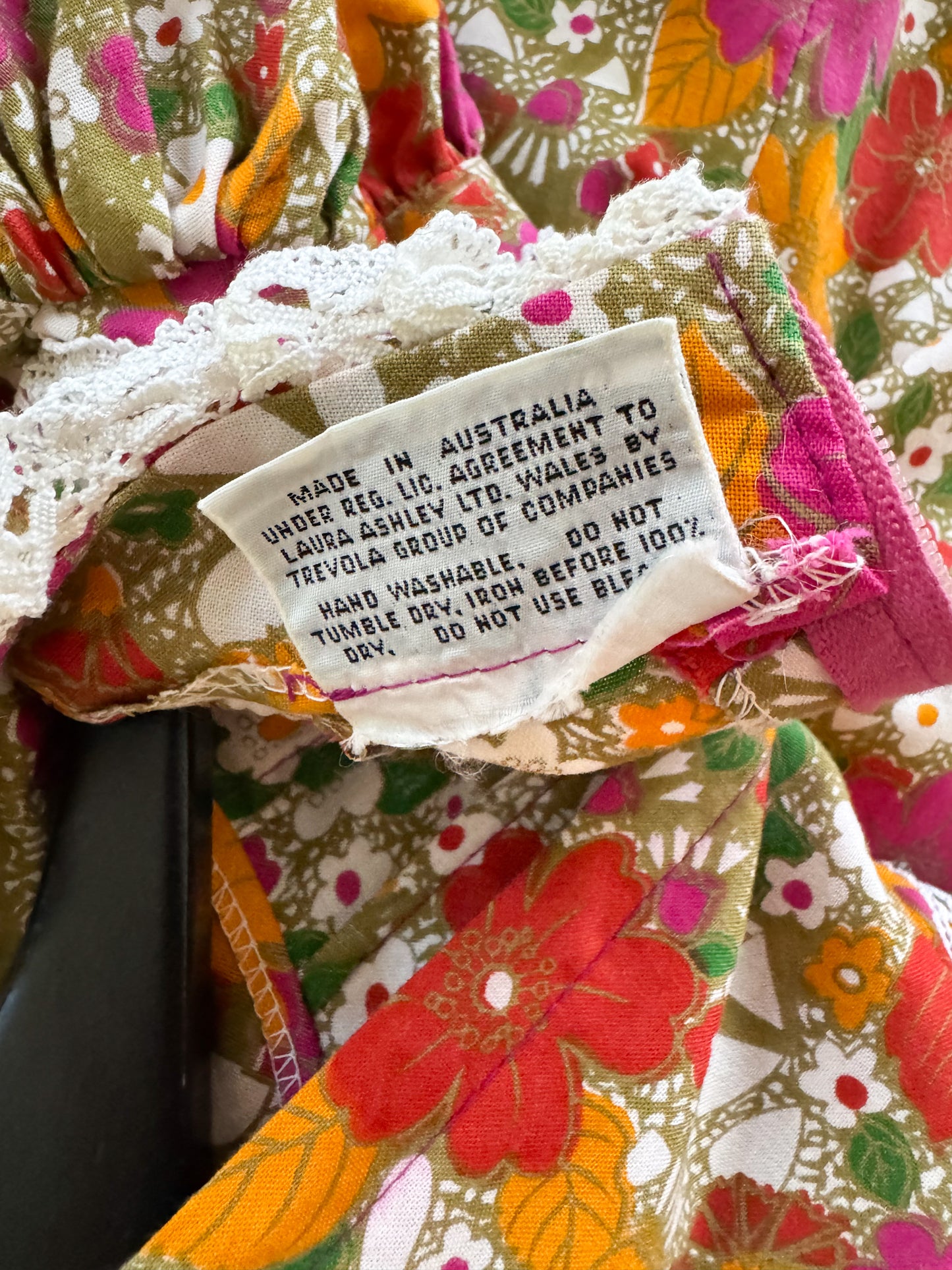 VINTAGE 1970S RARE AUSTRALIAN LAURA ASHLEY COTTON PRAIRIE MAXI DRESS XS