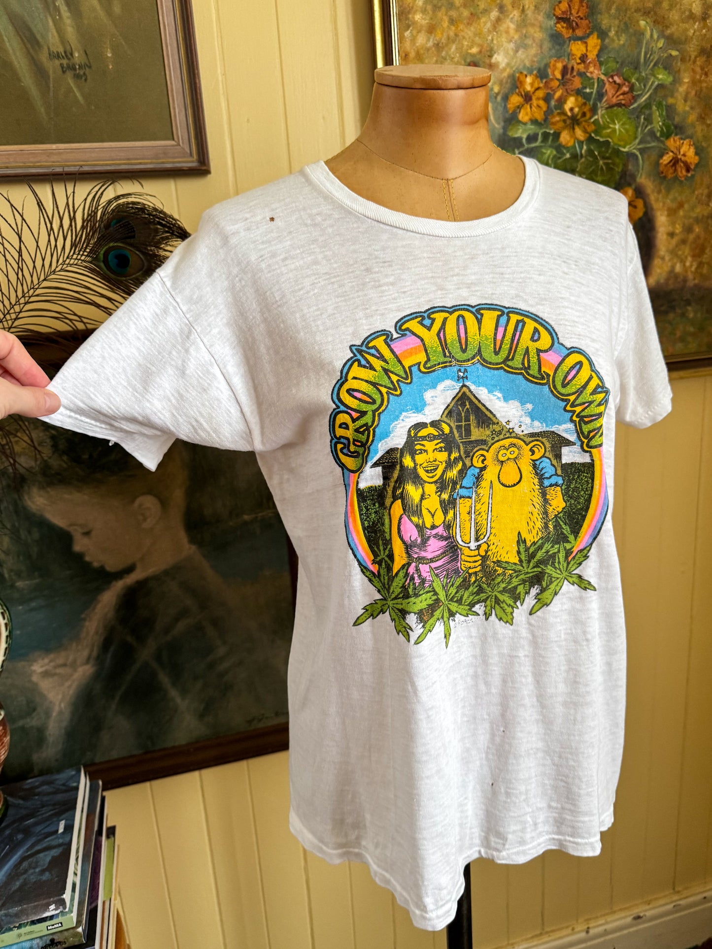 VINTAGE 1970S RARE ROBERT CRUMB “GROW YOUR OWN” PRINT SINGLE STITCH TSHIRT S/M