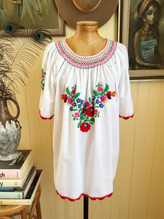 VINTAGE 1980S COTTON BLEND EMBROIDERED FOLK BLOUSE M/L/XL