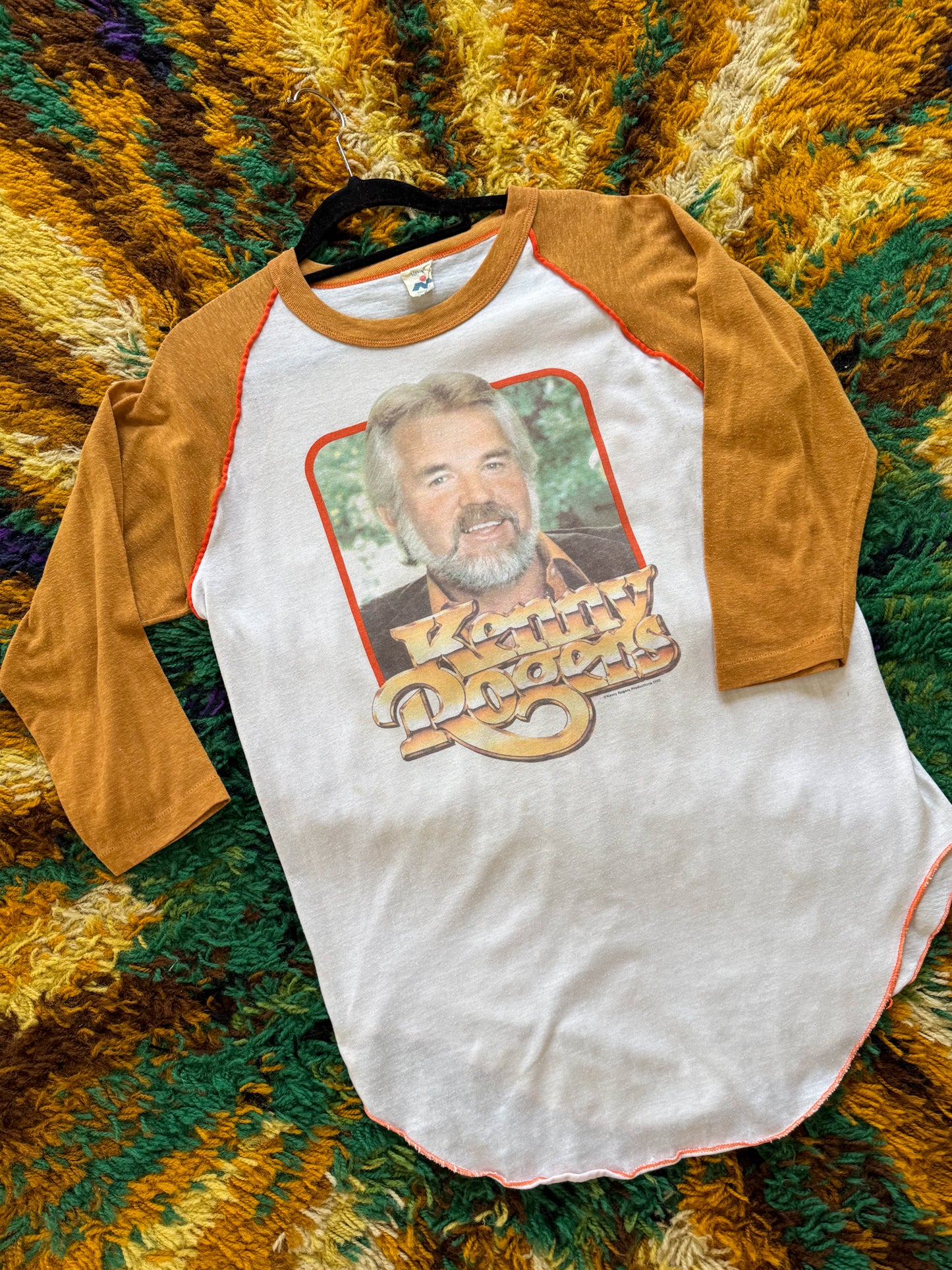 VINTAGE 1982 KENNY ROGERS US TOUR PRINT RAGLAN TSHIRT L/XL