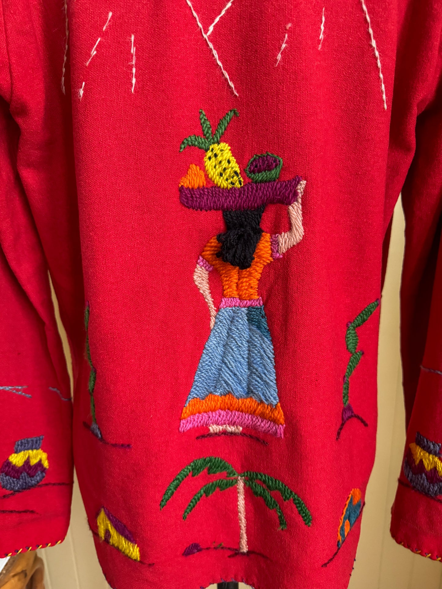 VINTAGE 1950S MEXICAN WOOL EMBROIDERED SOUVENIR TOURIST JACKET XS/S