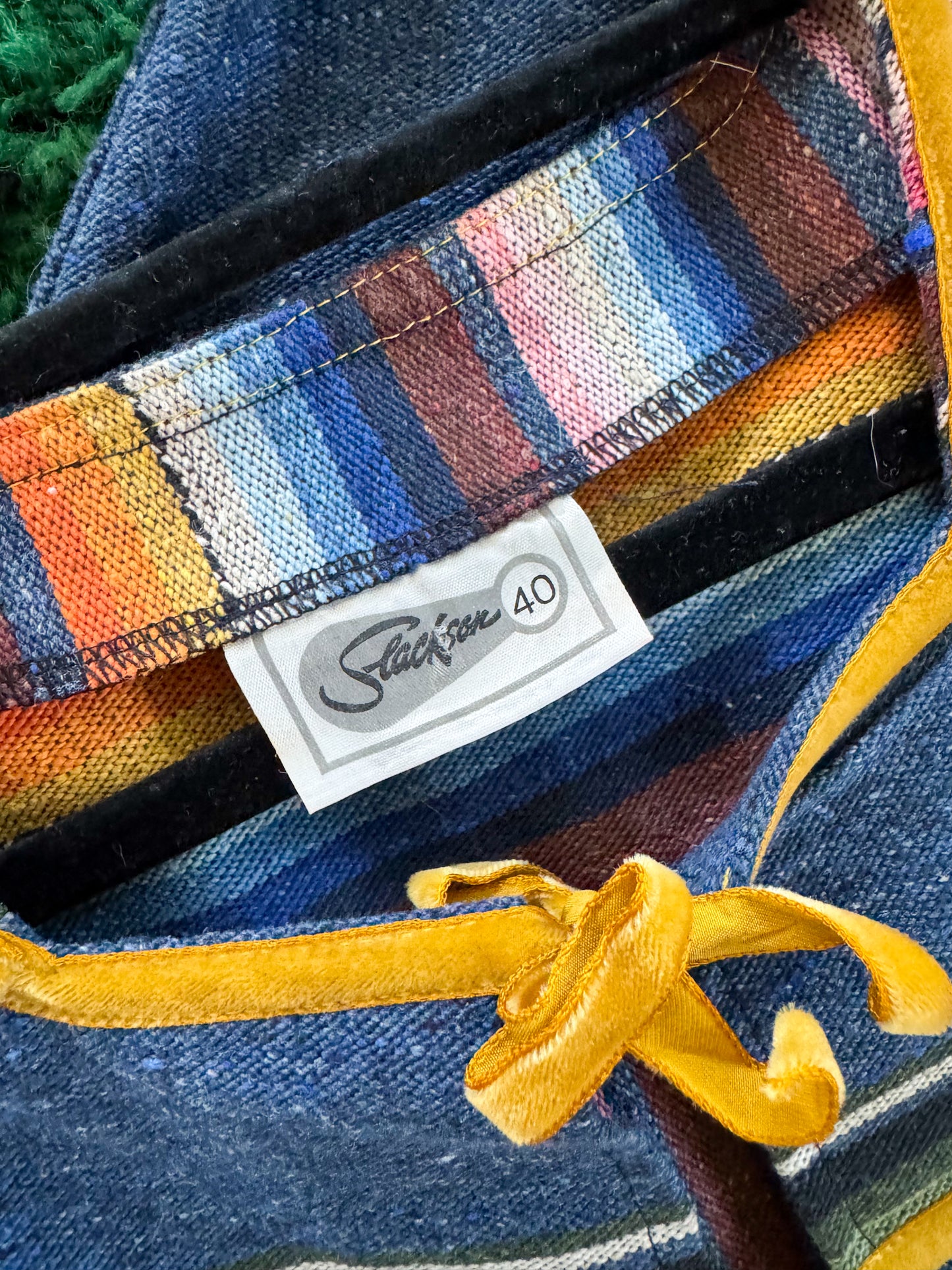 VINTAGE 1970S DANISH KILIM PRINT TWO PIECE TOP + MAXI SKIRT SET S