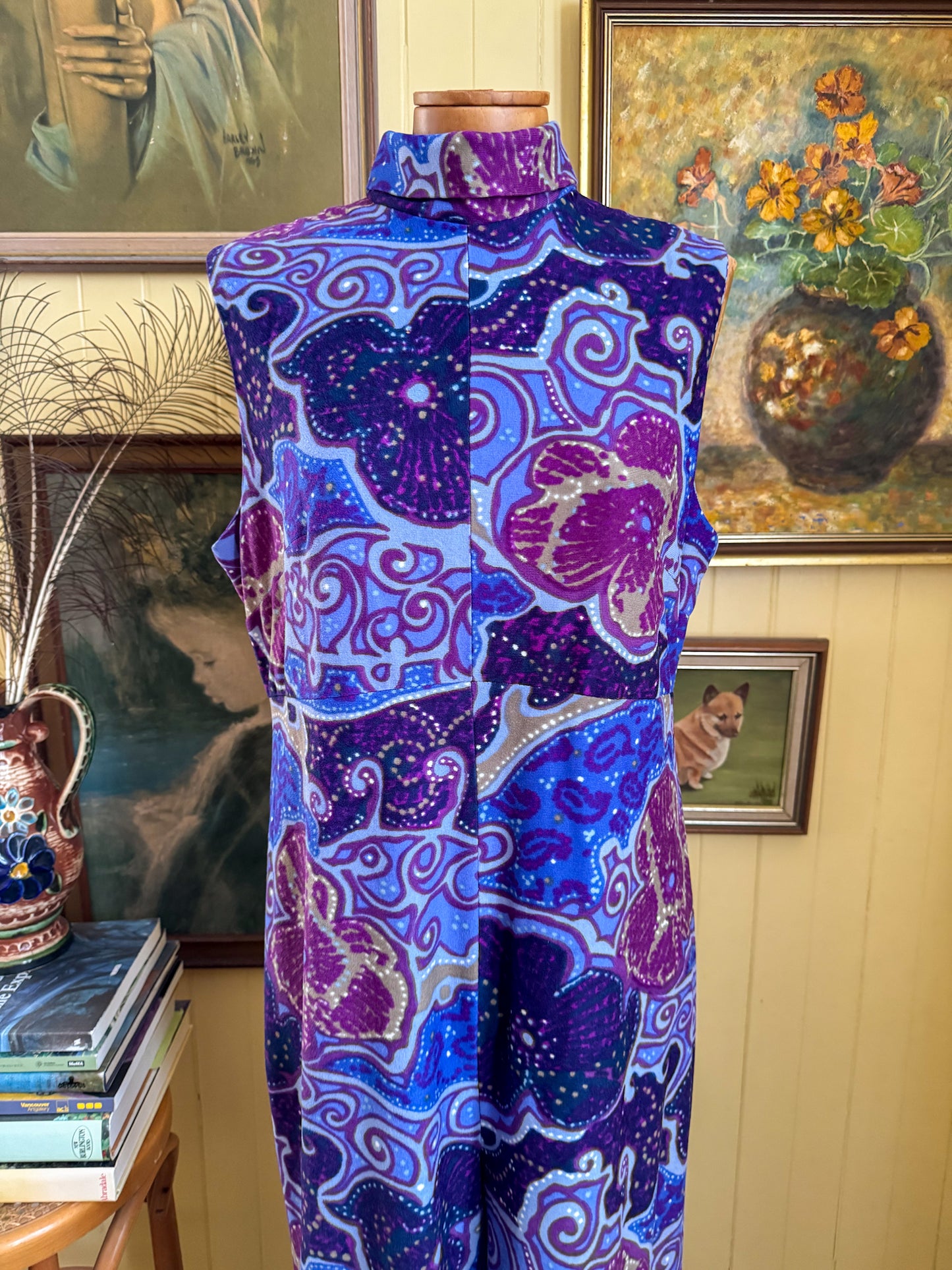 VINTAGE 1970S TRICEL PSYCHEDELIC PRINT WIDE LEG JUMPSUIT M/L