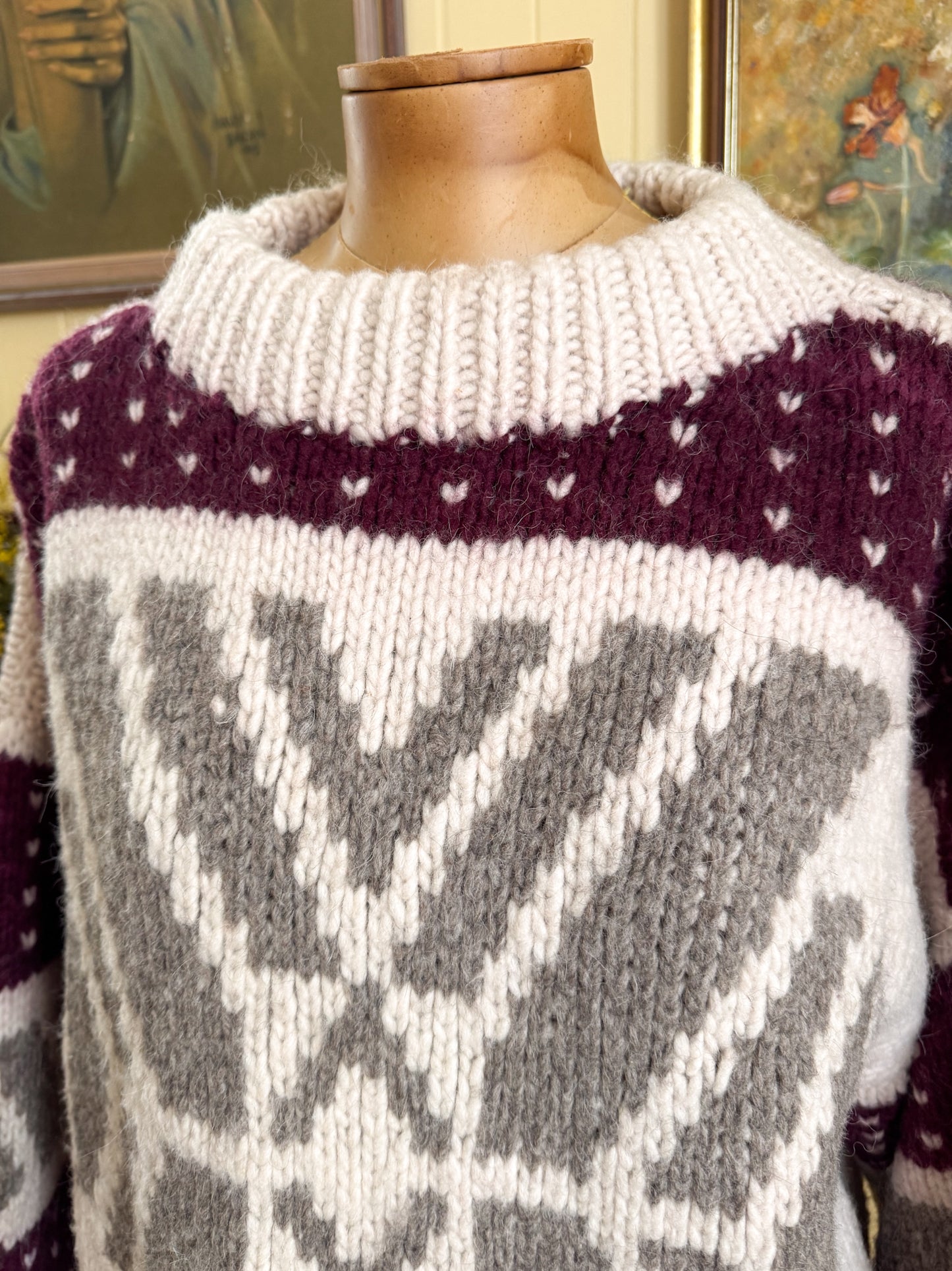 VINTAGE 1990S PROMISED LAND ECUADOR 100% WOOL CHUNKY KNIT JUMPER L