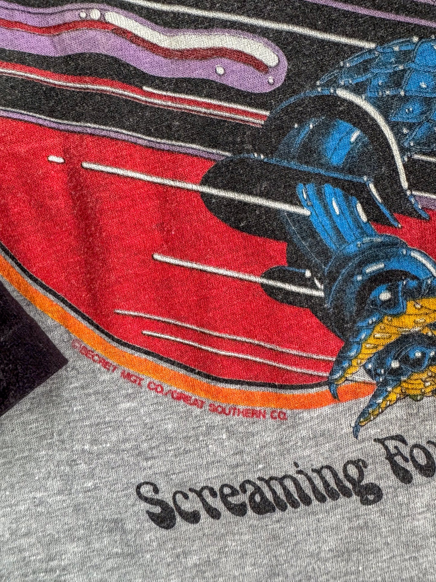 VINTAGE 1982/83 JUDAS PRIEST SCREAMING FOR VENGEANCE WORLD TOUR PRINT RAGLAN TSHIRT M/L
