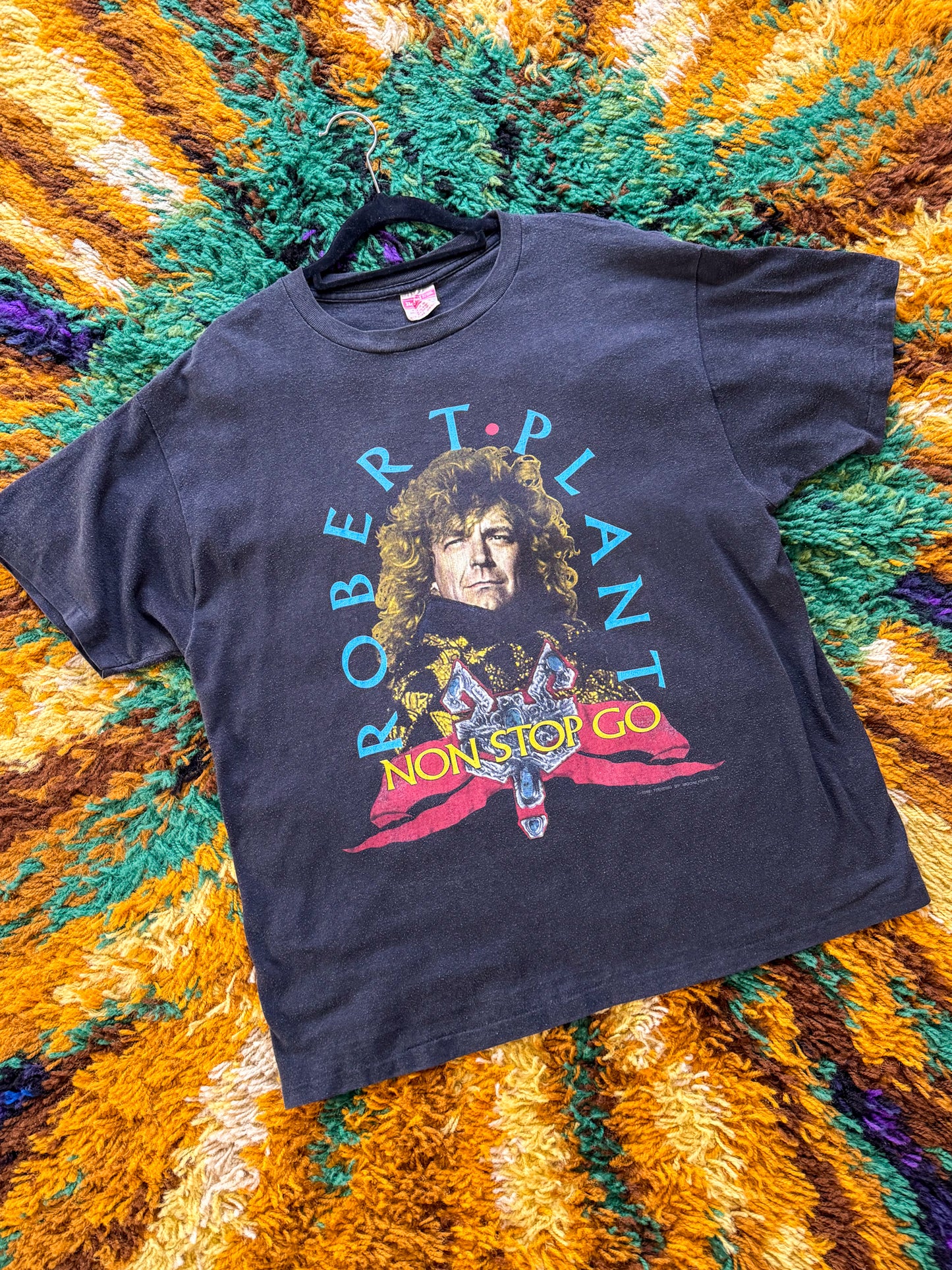 VINTAGE 1988 ROBERT PLANT NON-STOP GO WORLD TOUR PRINT BAND TSHIRT L/XL