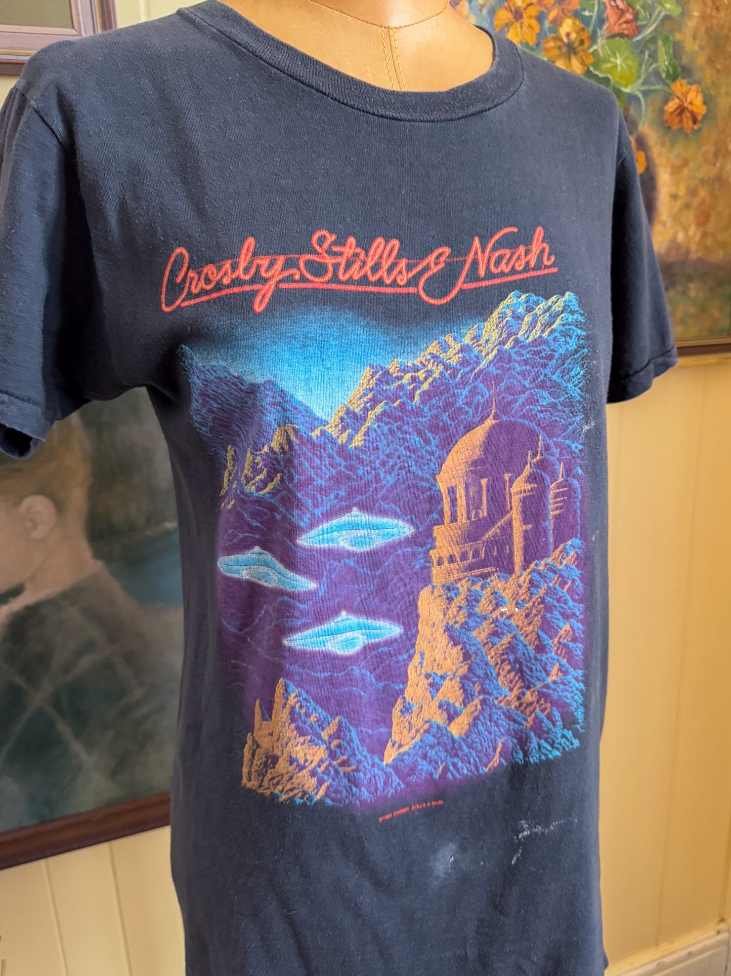 VINTAGE 1982 CROSBY STILLS AND NASH DAYLIGHT AGAIN TOUR PRINT SINGLE STITCH TSHIRT S