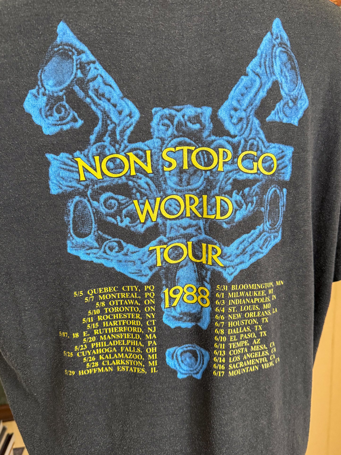VINTAGE 1988 ROBERT PLANT NON-STOP GO WORLD TOUR PRINT BAND TSHIRT L/XL