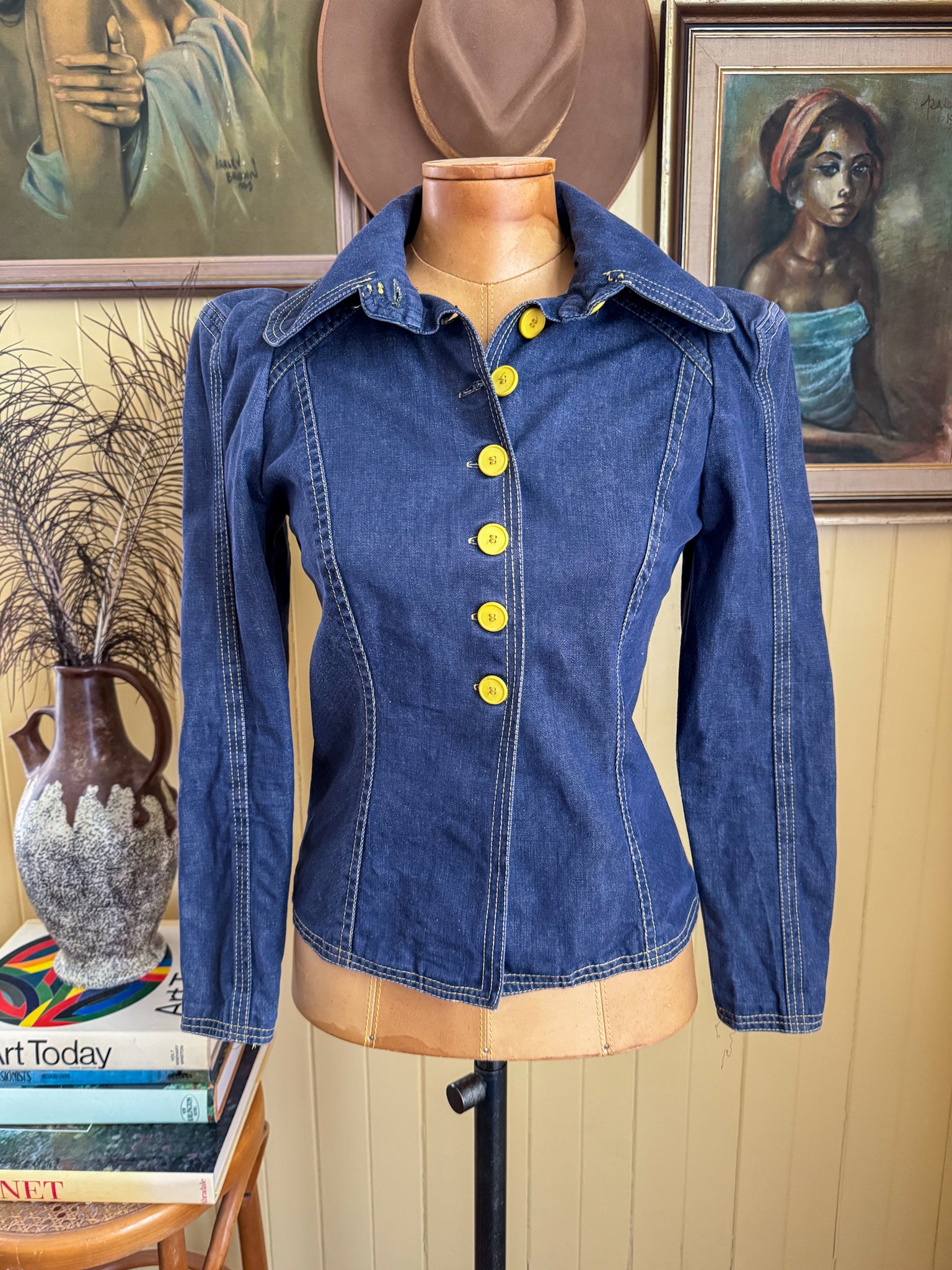 VINTAGE 1970S BILLY PLUNKETT DENIM JACKET AND FLARED JEANS SET XS