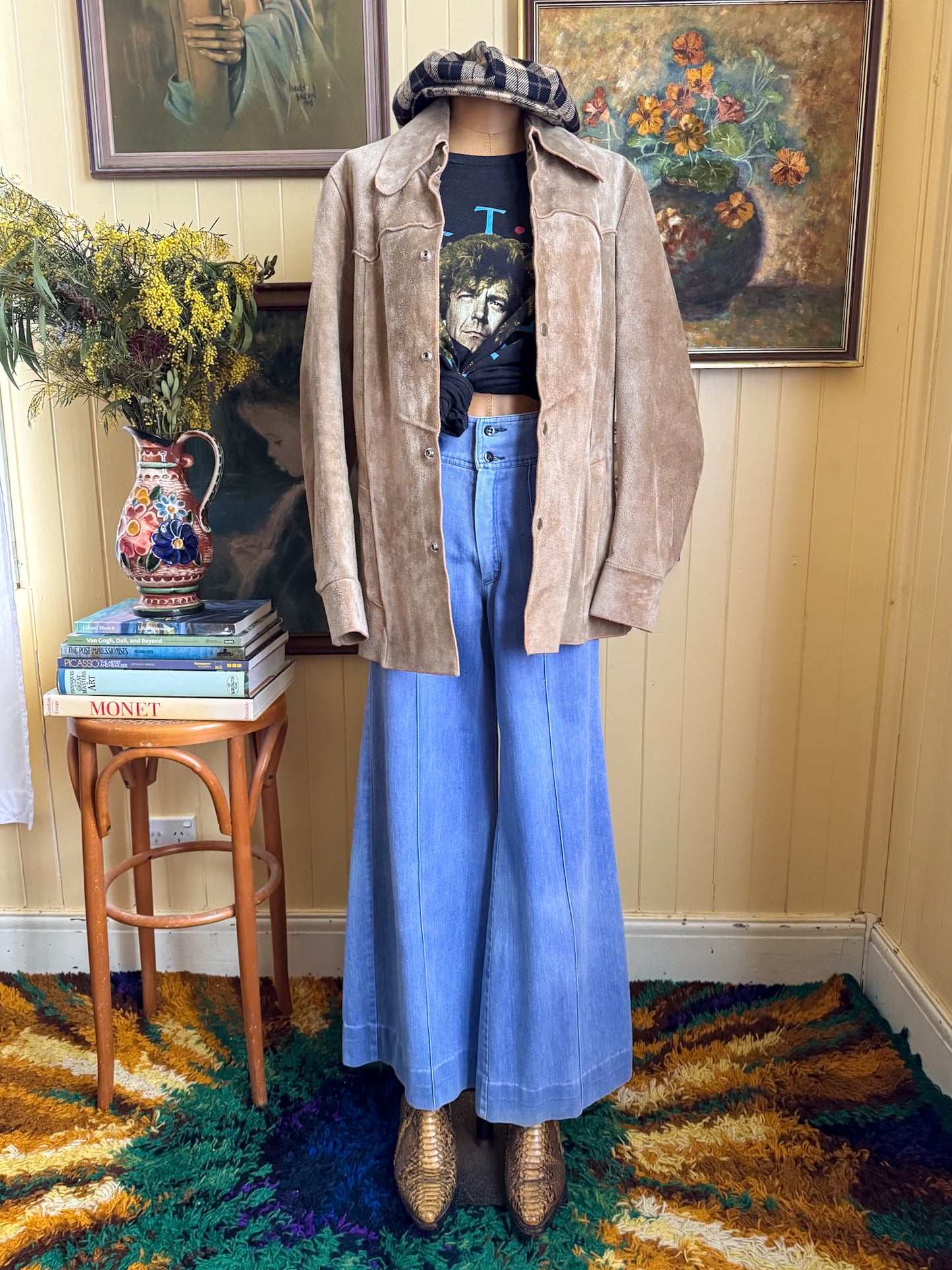 VINTAGE 1970S JUDAS HIGH WAIST BELLBOTTOM FLARE DENIM JEANS XS