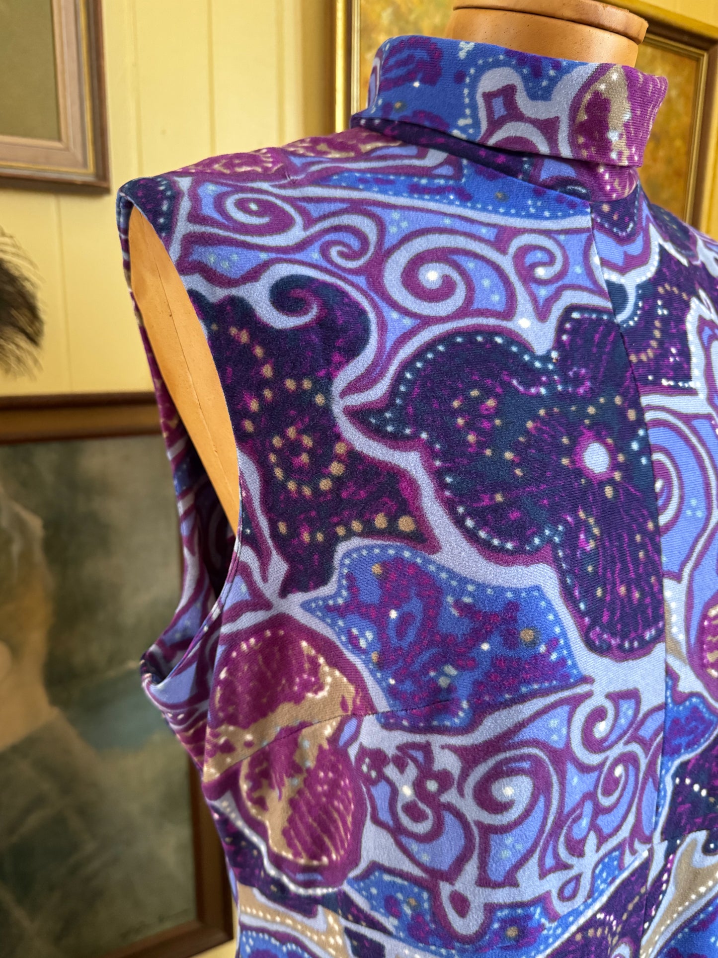 VINTAGE 1970S TRICEL PSYCHEDELIC PRINT WIDE LEG JUMPSUIT M/L