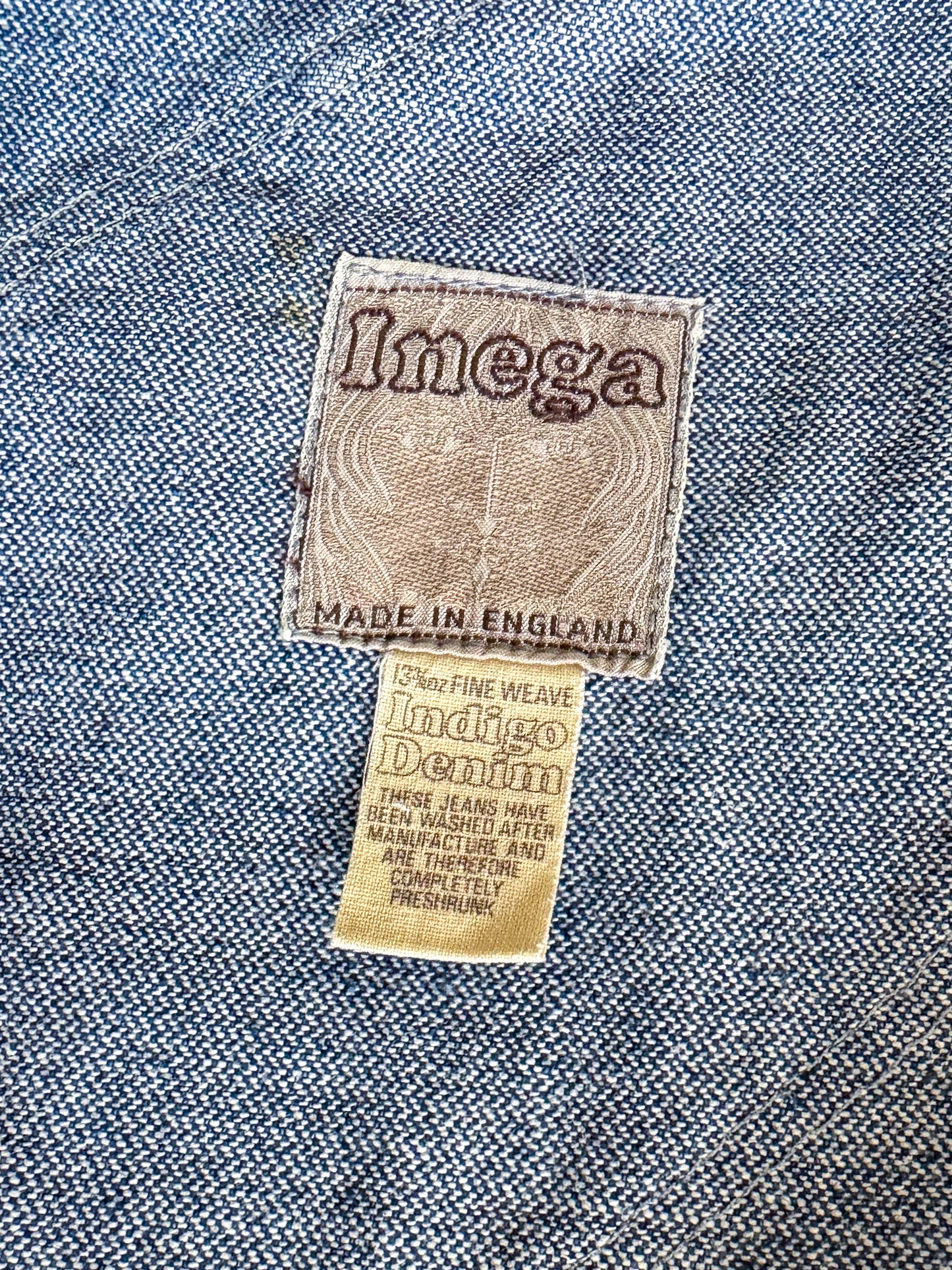 VINTAGE 1970S ENGLISH INEGA COTTON DENIM STRAIGHT LEG DUNGAREES OVERALLS XS