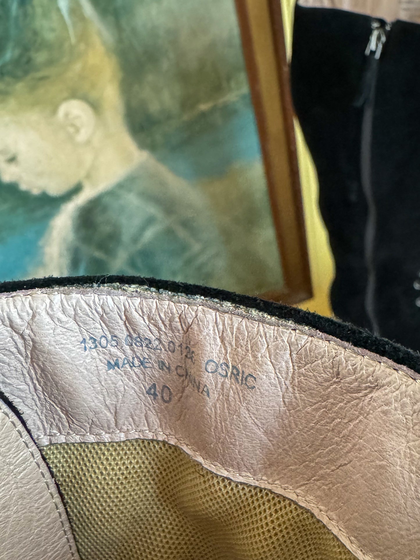 PRELOVED Y2K DOES 60S FLORSHEIM BLACK SUEDE LEATHER LACE UP KNEE HIGH BOOTS 9/40