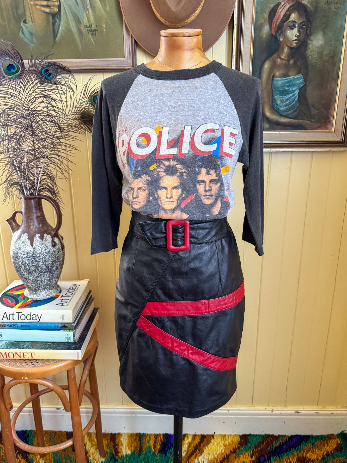 VINTAGE 1983 THE POLICE SYNCHRONICITY TOUR PRINT RAGLAN TSHIRT S/M