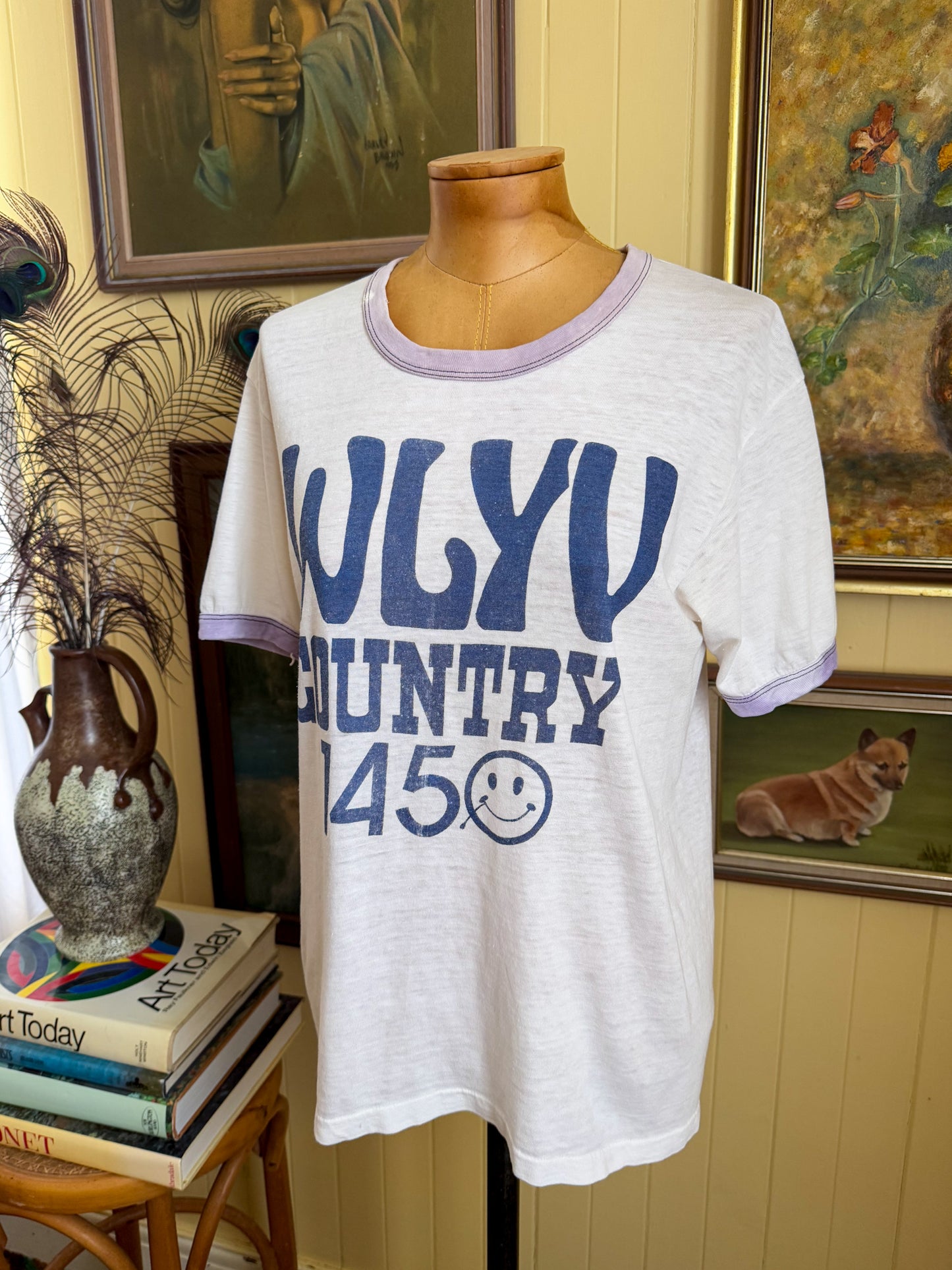 VINTAGE 1970S AMERICAN WLYV COUNTRY RADIO OHIO PRINT RINGER TSHIRT M
