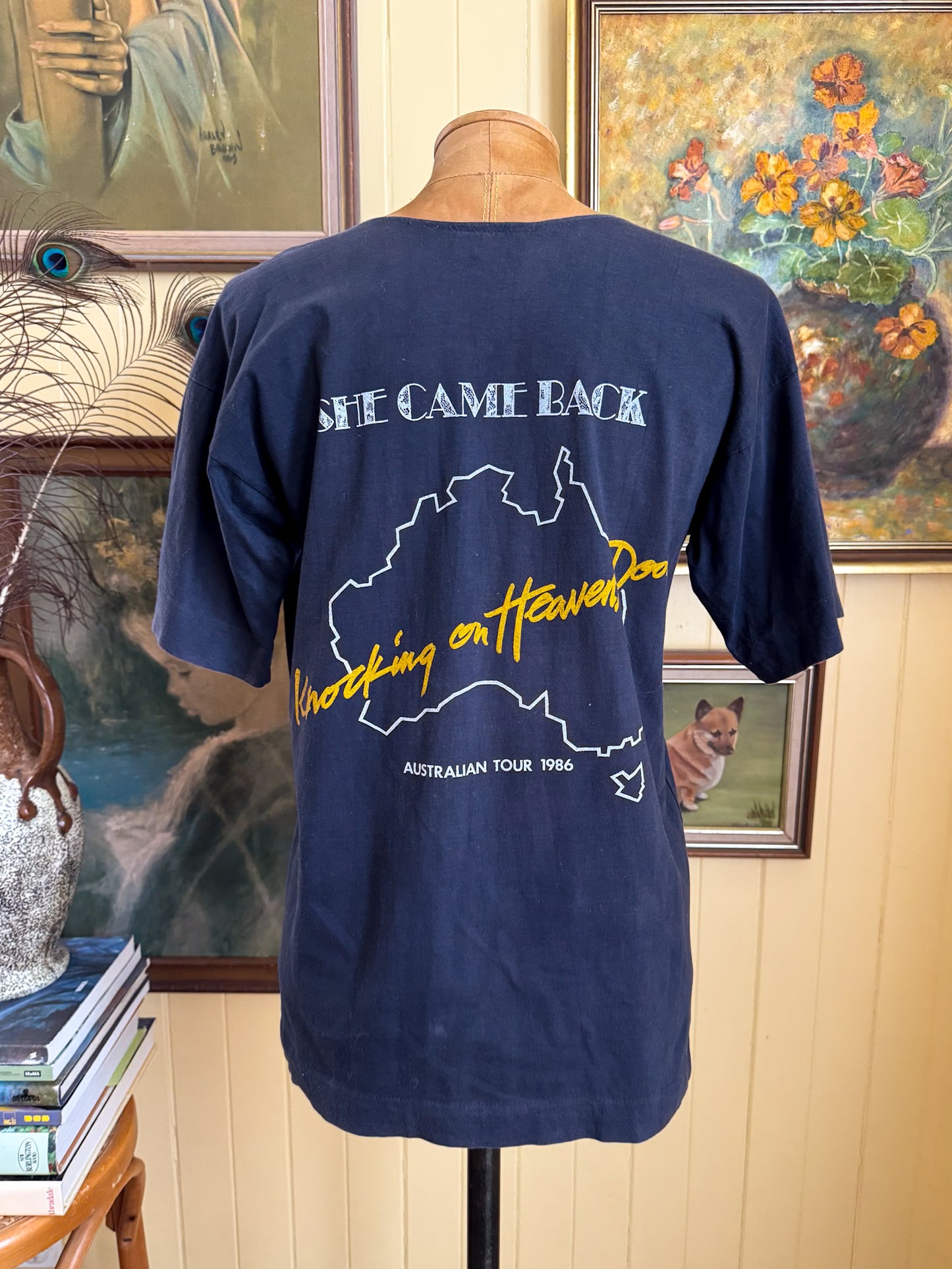 VINTAGE 1986 STEVIE NICKS KNOCKING ON HEAVENS DOOR AUSTRALIAN TOUR PRINT SINGLE STITCH TSHIRT M