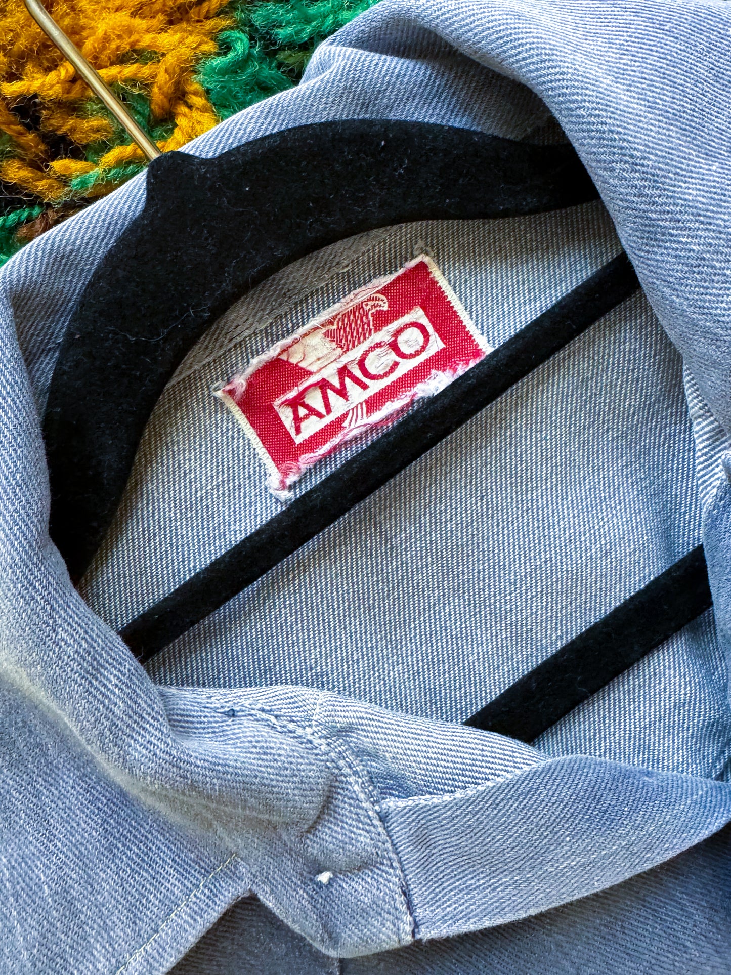 VINTAGE 1970S AMCO COTTON DENIM SHIRT JACKET S
